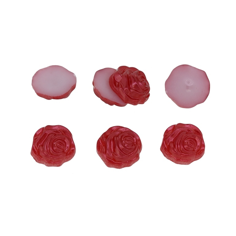 ADHESIVE BEADS - PLASTIC PEARLS - ROSE 01 - 12x5mm RED (LIGHT) 60 - PACKAGE 250g (650pcs.)