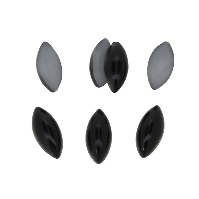 ADHESIVE BEADS - PLASTIC PEARLS - CAT'S EYE - 17.5x8.5x4.5mm BLACK 24 - PACKAGE 250g (720pcs.)