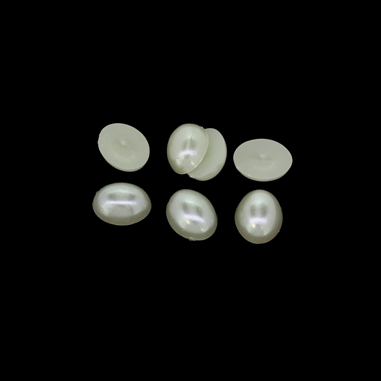 ADHESIVE BEADS - PLASTIC PEARLS - OVAL - 10x8x4mm ECRU 17 - 20g (125 pcs.)