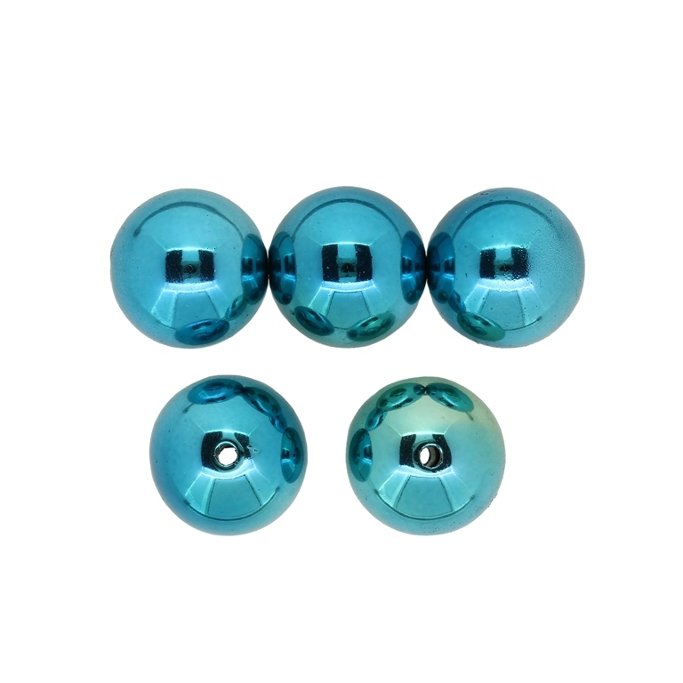 METAL PLATED PLASTIC / CCB PENDANTS - BALL - 20mm TURQUOISE - 50g Hole-2.8mm (12pcs.)