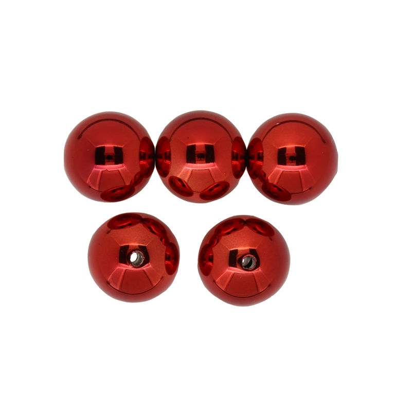 METAL PLATED PLASTIC / CCB PENDANTS - BALL - 20mm RED - 50g Hole-3.0mm (12pcs.)