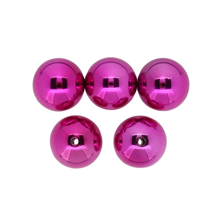 METAL PLATED PLASTIC / CCB PENDANTS - BALL - 20mm CYCLAMEN - PACKAGE 500g Hole-3.0mm (120pcs.)