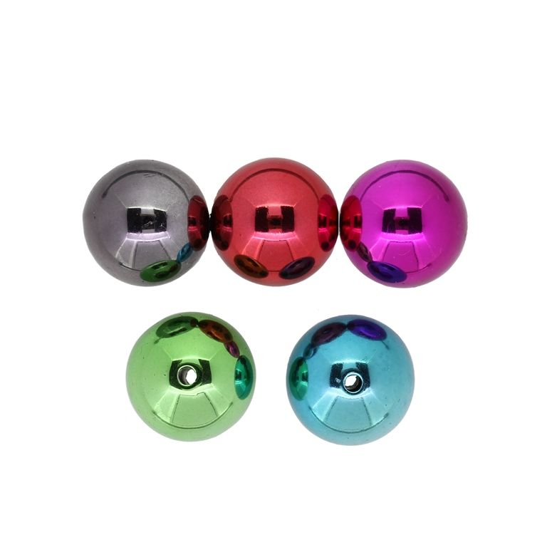 ПЛАСТМАСОВИ МЪНИСТА МЕТАЛИЗИРАНИ - ТОПЧЕ - 20мм МИКС - ПАКЕТ 500 гр. Отвор-2.8мм (110 бр.)