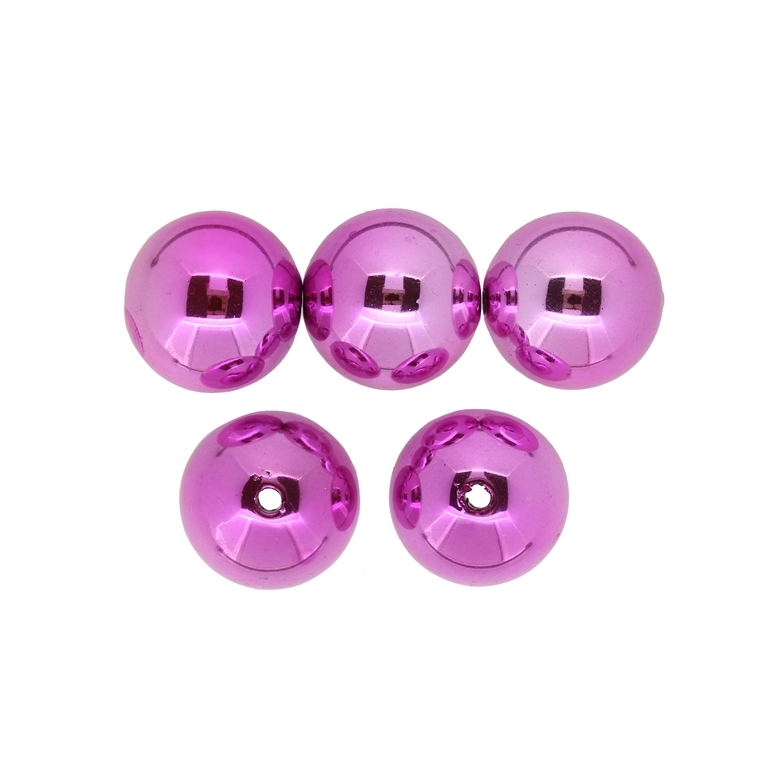 METAL PLATED PLASTIC / CCB PENDANTS - BALL - 20mm PINK (DARK) - 50g Hole-2.8mm (12pcs.)