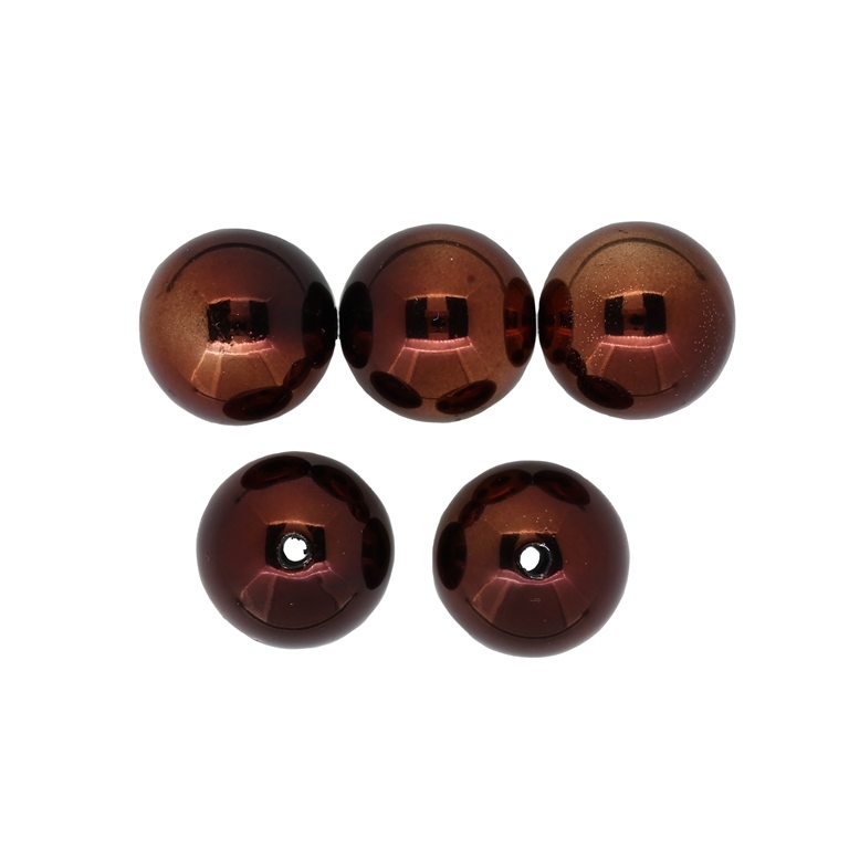 METAL PLATED PLASTIC / CCB PENDANTS - BALL - 20mm BROWN (LIGHT) - PACKAGE 500g Hole-3.0mm (110pcs.)