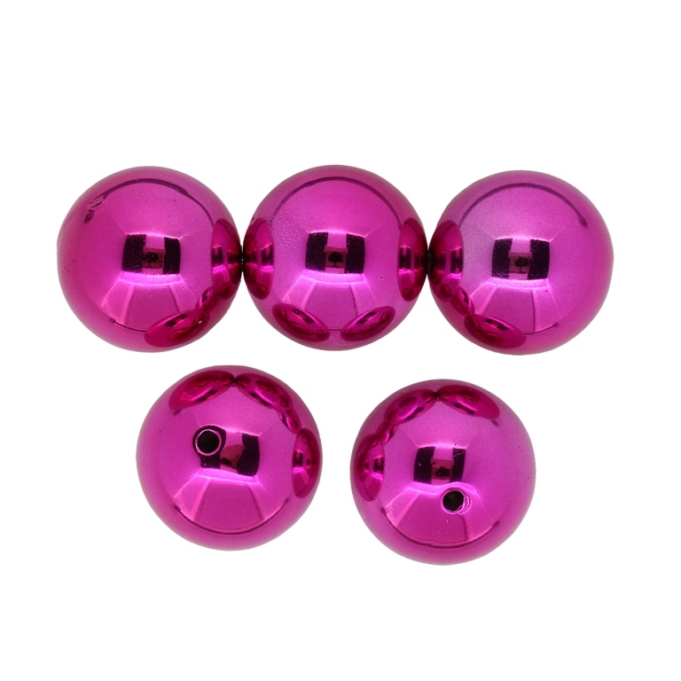 METAL PLATED PLASTIC / CCB PENDANTS - BALL - 23mm CYCLAMEN - 50g Hole-3.0mm (7pcs.)