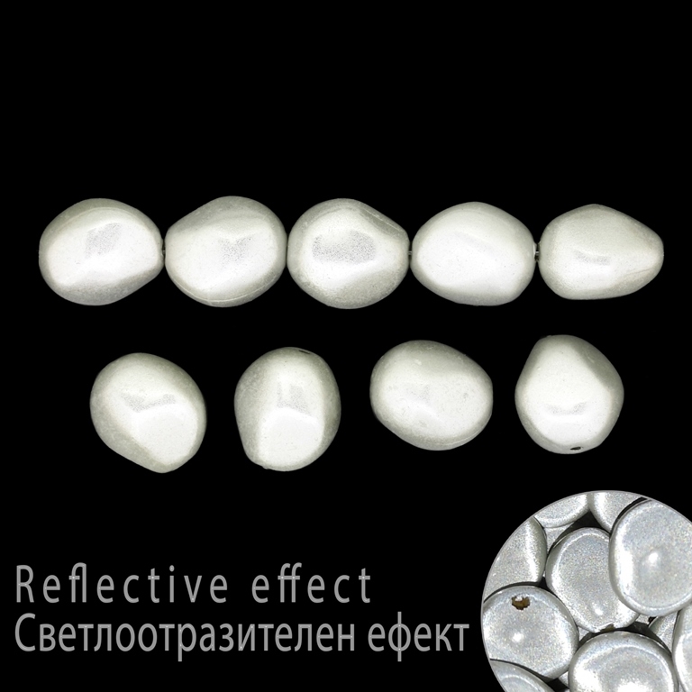 PLASTIC BEADS COVERED BY TRANSPARENT VARNISH - MIRACLE BEADS - POLYGONAL IRREGULAR 01 - 15х14mm WHITE - 50g Hole-1.8mm (40 pcs.)