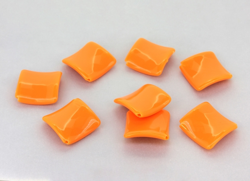 OPAQUE PLASTIC BEADS - SQUARE WAVE - 22x6mm ORANGE ВА64 - 50g Hole-2.0mm (26pcs.)