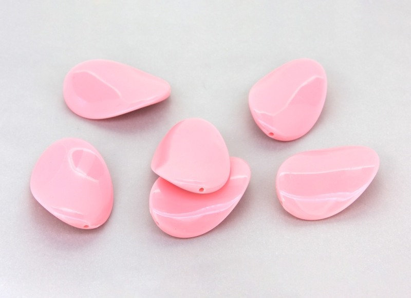 OPAQUE PLASTIC BEADS - OVAL WAVE - 35x24mm PINK (LIGHT) ВА05 - 50g Hole-1.8mm (15pcs.)