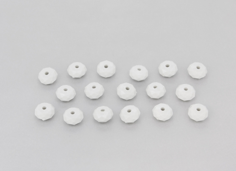 OPAQUE PLASTIC BEADS - WASHER FACETED - 6x10mm WHITE 00 - 50g Hole-2.0mm (147pcs.)