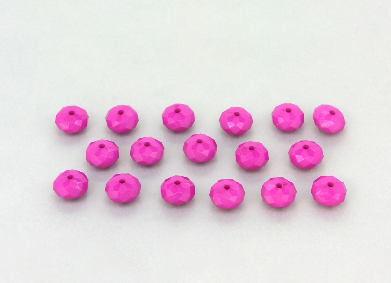 OPAQUE PLASTIC BEADS - WASHER FACETED - 6x10mm CYCLAMEN PURPLE С11 - 50g Hole-1.8mm (130pcs.)