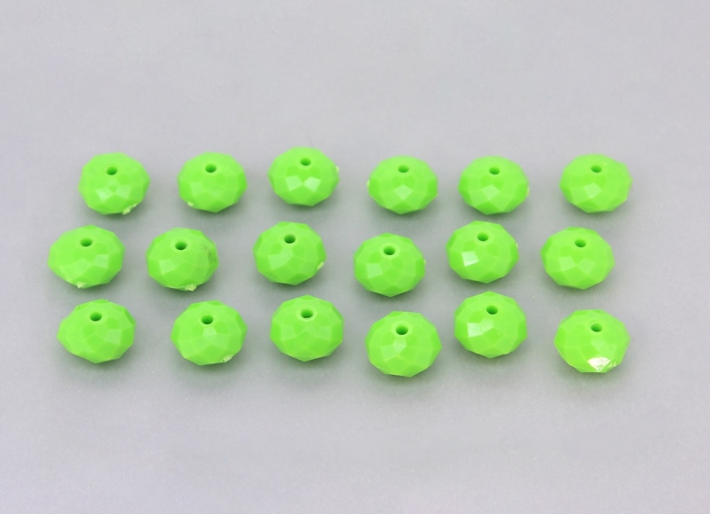 OPAQUE PLASTIC BEADS - WASHER FACETED - 8x13mm GREEN (LIGHT) ВА10 - 50g Hole-1.5m (73pcs.)