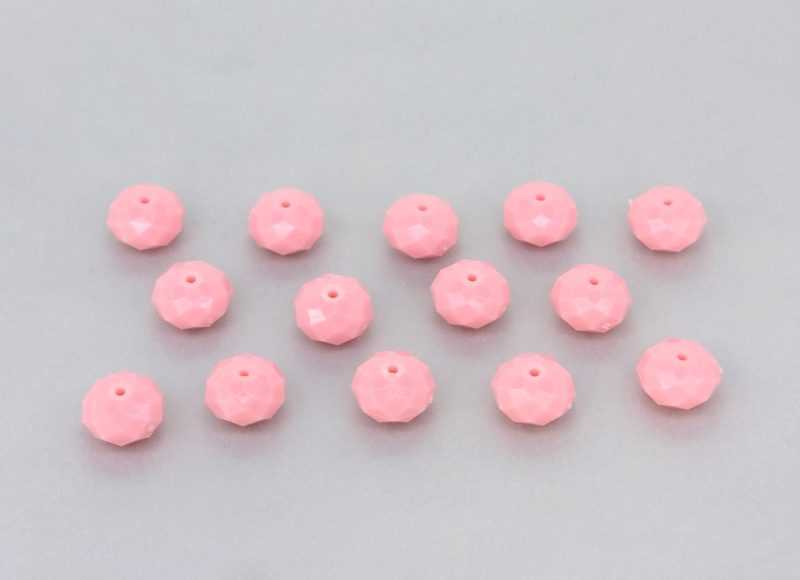 OPAQUE PLASTIC BEADS - WASHER FACETED - 8x13mm PINK (LIGHT) ВА05 - 50g Hole-1.5m (71pcs.)