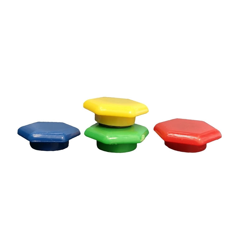 OFFICE ACCESSORIES - MAGNET WITH PLASTIC COATING - HEXAGON - 20x6mm MIX - 10pcs.