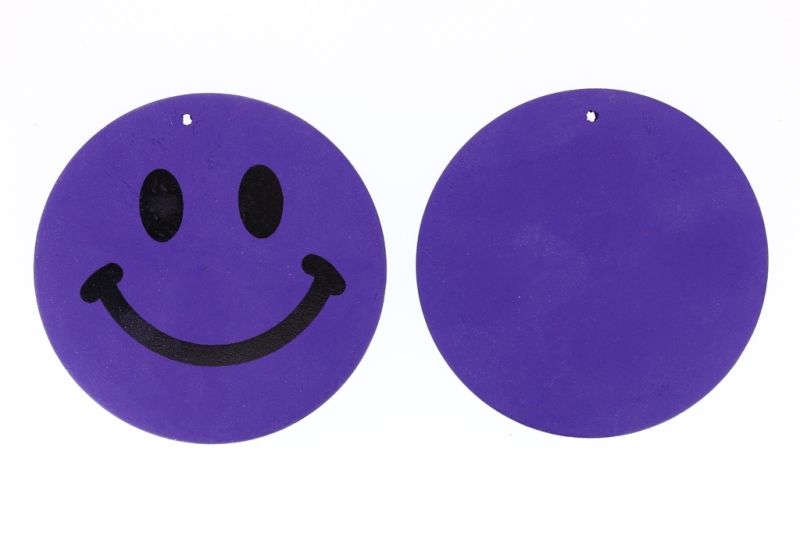 WOODEN FIGURES - CIRCLE SMILE 02 - 59x6mm PURPLE - 2pcs. Hole-2.5mm