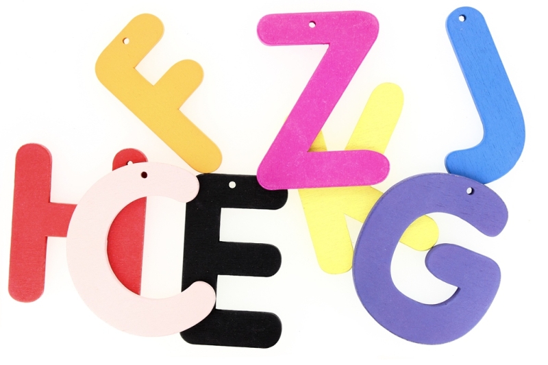 WOODEN FIGURES - LETTERS 01 - 60x50x4mm MIX - 5pcs. Hole-2.5mm