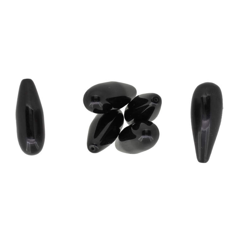 PLASTIC BEADS FOR PIN - RESIN - DROP - 43.5x16mm BLACK - SECOND-RATE - 50g Hole-1.5mm (6pcs.)