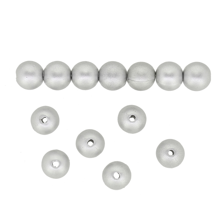 METAL PLATED PLASTIC / CCB PENDANTS MATTENED - BALL - 8mm NICKEL - 50g Hole-2.0mm (185pcs.)