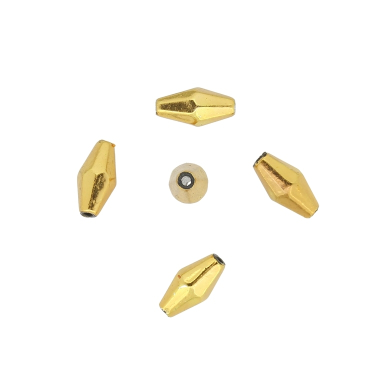 METAL PLATED PLASTIC / CCB BEADS - ELLIPSE FACETED 05 - 12x6mm GOLD - PACKAGE 500g Hole-1.5mm (2350pcs.)