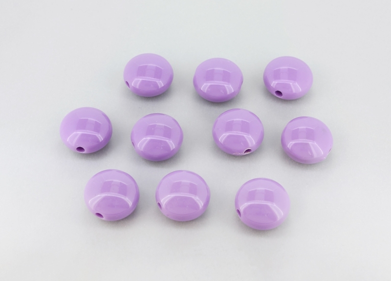 OPAQUE PLASTIC BEADS - FLAT ROUND - 17x10mm PURPLE (LIGHT) ВА53 - 50g  Hole-3.0mm (27pcs.)