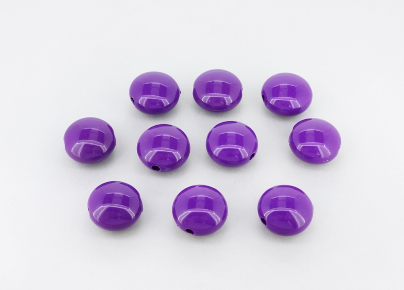 OPAQUE PLASTIC BEADS - FLAT ROUND - 17x10mm PURPLE (DARK) ВА09 - 50g  Hole-3.0mm (27pcs.)