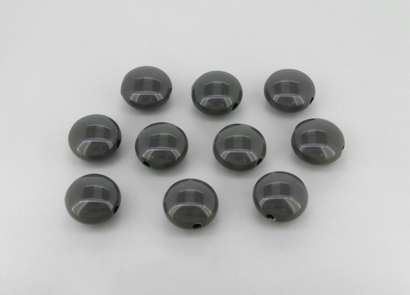 OPAQUE PLASTIC BEADS - FLAT ROUND - 17x10mm GRAY (DARK) ВА23 - PACKAGE 500g Hole-3.0mm (275pcs.)