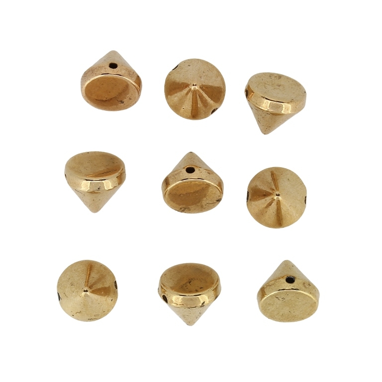 METAL PLATED PLASTIC / CCB BEADS - CONE - 10x8.5mm GOLD 03 - PACKAGE 500g Hole-1.5mm (1300pcs.)