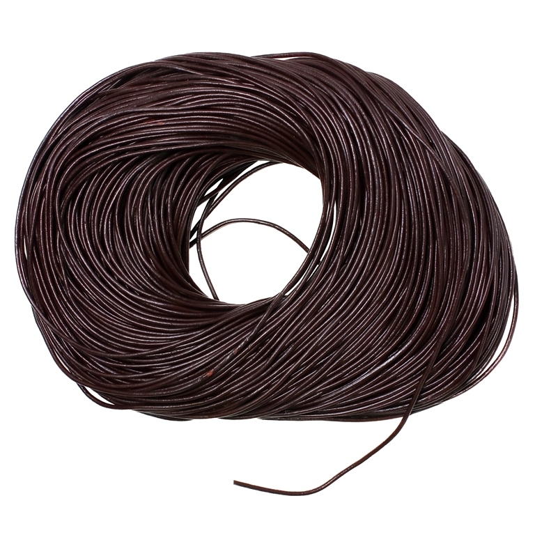 LEATHER NATURAL - ROUND - 2.0mm BROWN (DARK) - 100yards(91m)