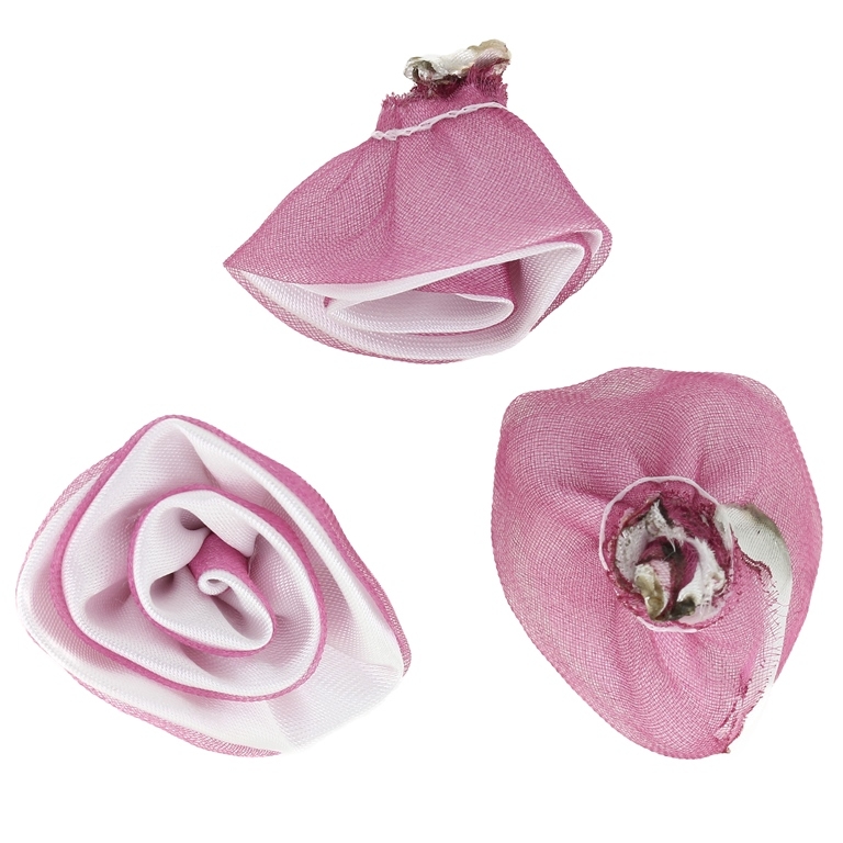 TEXTILE BEADS - SATIN AND ORGANZA - ROSE - 30mm WHITE 001 AND ROSE DUST (DARK) - PACKAGE 50pcs.