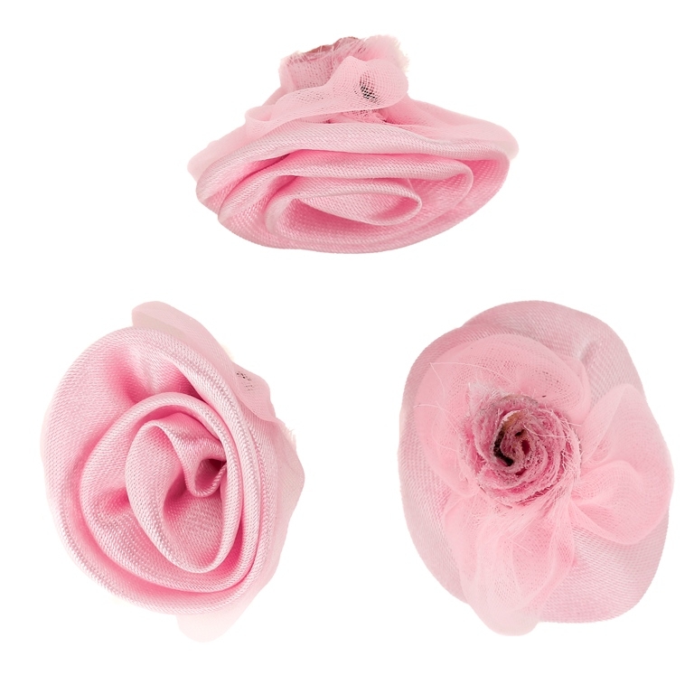 TEXTILE BEADS - SATIN AND ORGANZA - ROSE - 30mm PINK 181 AND PINK (LIGHT) 004 - 10 pcs.