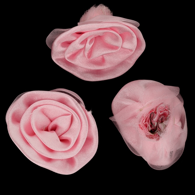 TEXTILE BEADS - SATIN AND ORGANZA - ROSE - 30mm PINK (DARK) 096 AND PINK 005 - PACKAGE 50pcs.