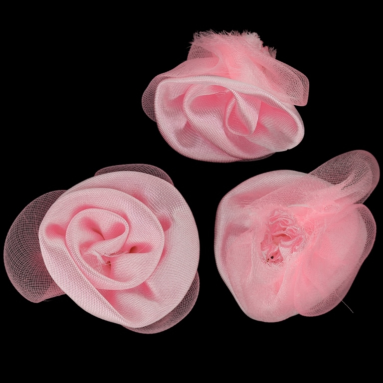 TEXTILE BEADS - SATIN AND ORGANZA - ROSE - 30mm PINK (DARK) 096 AND PINK - PACKAGE 50pcs.