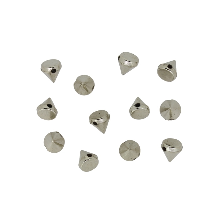 METAL PLATED PLASTIC / CCB BEADS - CONE - 6x6mm NICKEL - PACKAGE 500g Hole-1.2mm (5900pcs.)