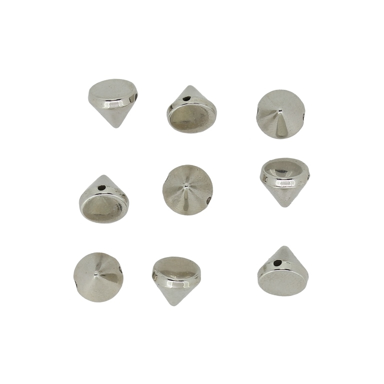 METAL PLATED PLASTIC / CCB BEADS - CONE - 8x7mm NICKEL - PACKAGE 500g Hole-1.2mm (2500pcs.)