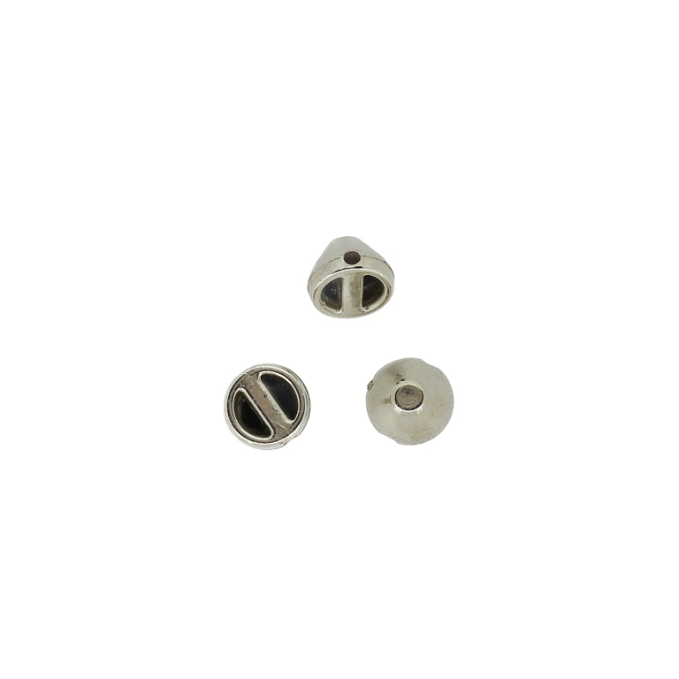 METAL PLATED PLASTIC / CCB BEADS - HALF CONE - 7.5x5.5mm NICKEL - PACKAGE 500g Hole-1.5mm (3300pcs.)