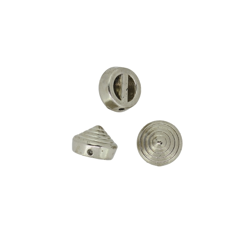 METAL PLATED PLASTIC / CCB BEADS - CONE RELIEF 01 - 11x7.5mm NICKEL - PACKAGE 500g Hole-1.5mm (980pcs.)