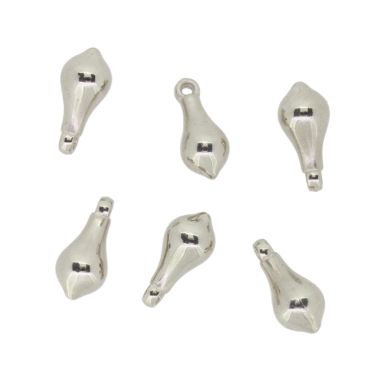 METAL PLATED PLASTIC / CCB PENDANTS - DROP 02 - 8x17.5mm NICKEL - 50g Hole-2.0mm (104pcs.)