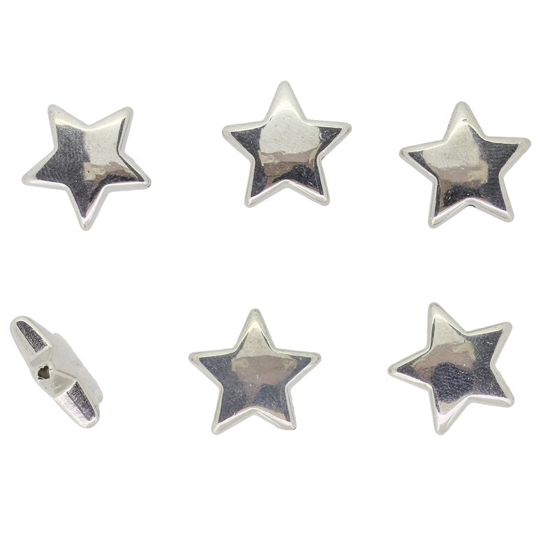 METAL PLATED PLASTIC / CCB BEADS - STAR 04 - 15x16x4.5mm NICKEL - 50g Hole-1.2mm (70pcs.)