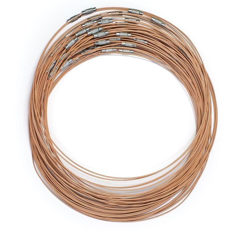 STRING WITH CLASP - STEEL CORD 1mm - NECKLACE - 145mm ORANGE (LIGHT) - PACKAGE 50pcs.