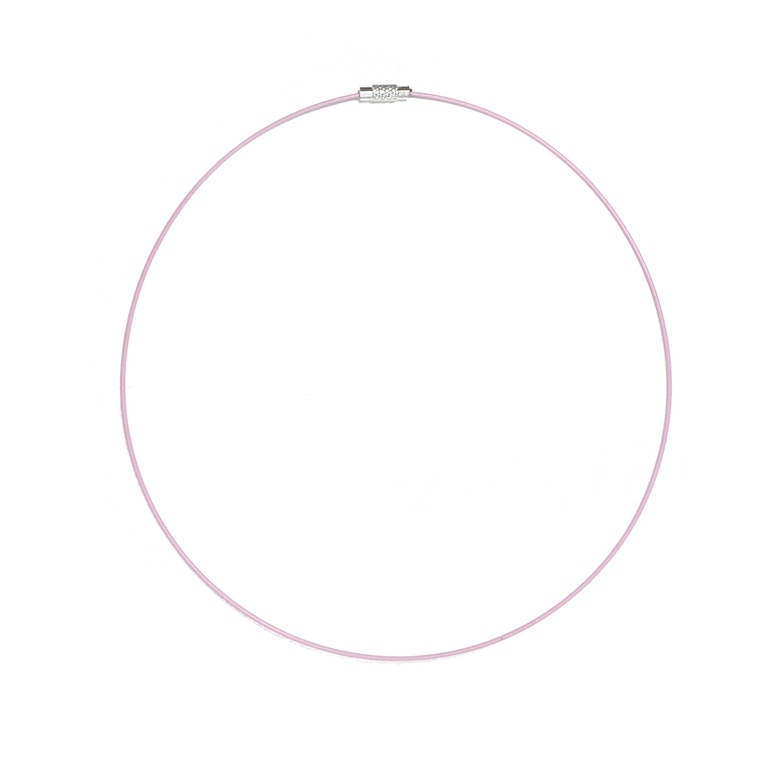 STRING WITH CLASP - STEEL CORD 1mm - NECKLACE - 145mm PINK 06 - 1pc.