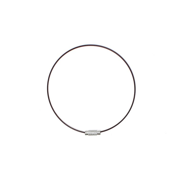 STRING WITH CLASP - STEEL CORD 1mm - BRACELET - 70mm BROWN (DARK) - 1pc.