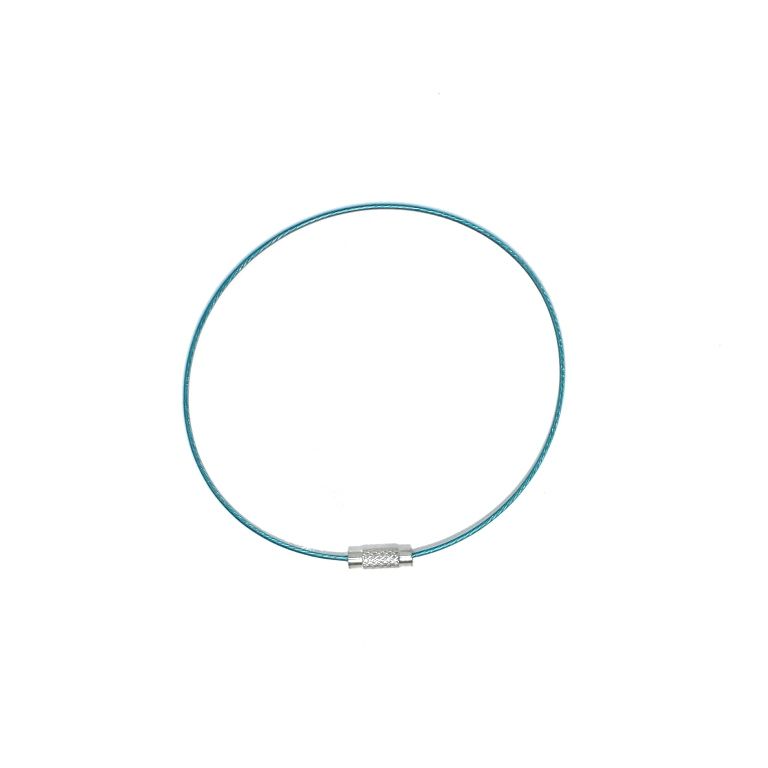 STRING WITH CLASP - STEEL CORD 1mm - BRACELET - 70mm TURQUOISE (LIGHT) 09 - 1pc.