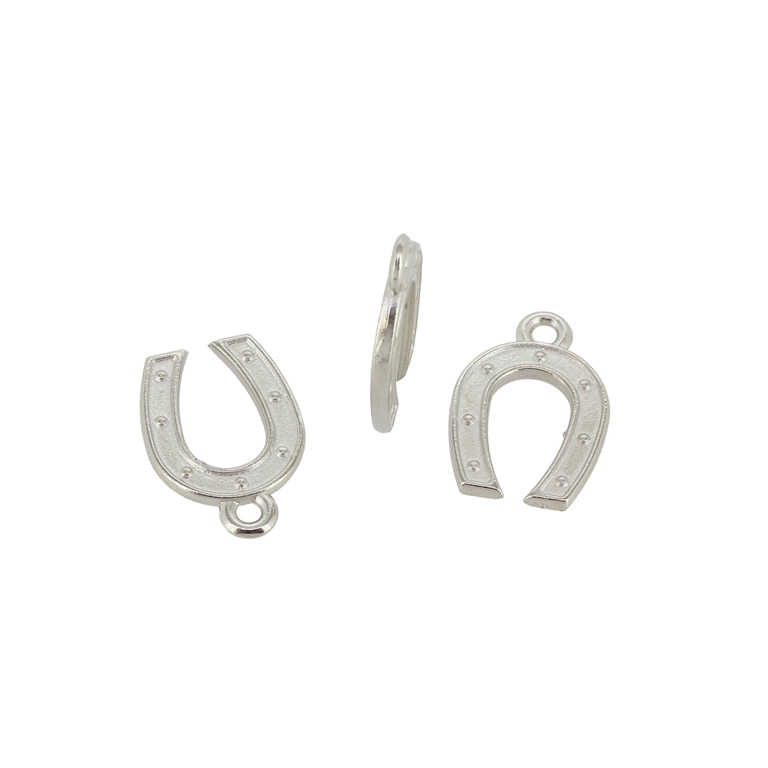 METAL BEADS - PENDANT - HORSESHOE 02 - 18x12x1.5mm NICKEL - PACKAGE 100pcs. Hole-2.0mm