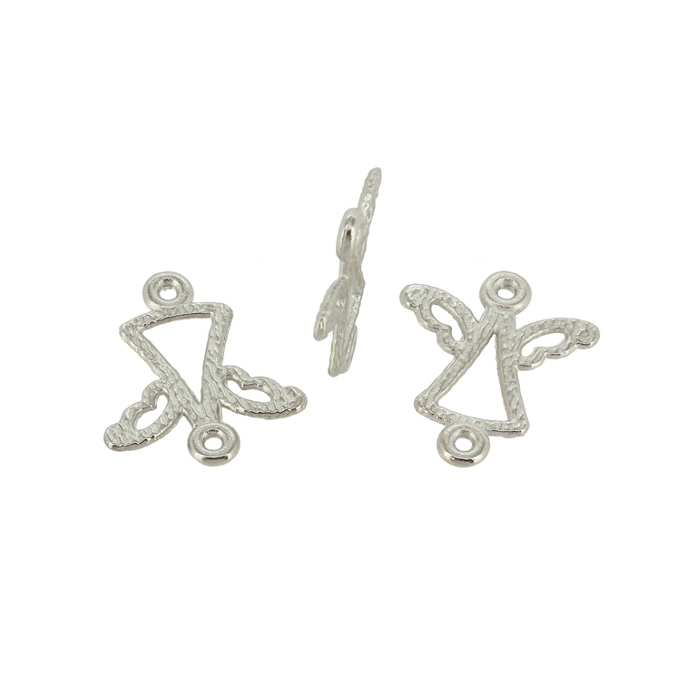 METAL BEADS - CONNECTING ELEMENT - 2 RINGS - ANGEL 02 - 20x18x1.5mm NICKEL - 10pcs. Hole-1.5mm