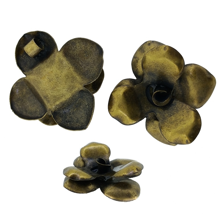 METAL BEADS - PENDANT - FLOWERS 01 - 43x12mm ANTIQUE BRONZE - 2pcs. Hole-5.0mm