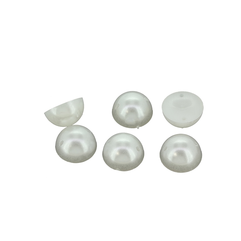 BEADS FOR SEWING - PLASTIC BEADS - HEMISPHERE - 12x6mm WHITE 09 - 20g (41pcs.) Hole-1.0mm 