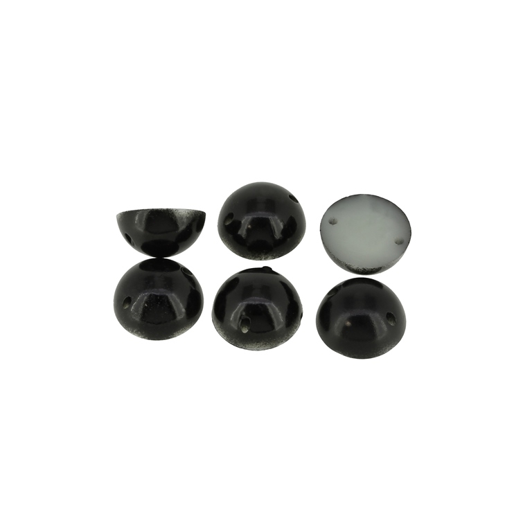 BEADS FOR SEWING - PLASTIC BEADS - HEMISPHERE - 12x6mm BLACK 24 - 20g (41pcs.) Hole-1.0mm 