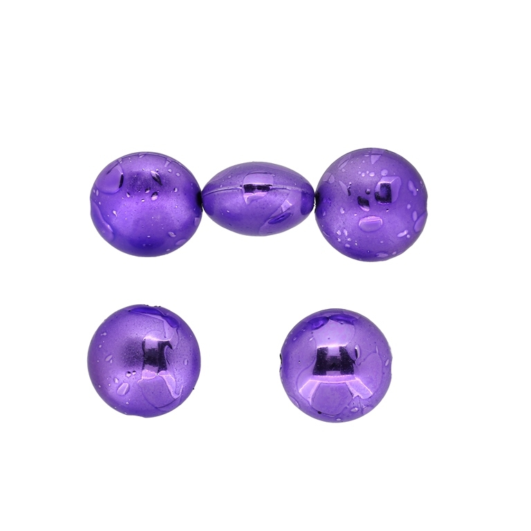 METAL PLATED PLASTIC / CCB PENDANTS - SPRAYED - FLAT ROUND - 17x11mm PURPLE - 50g Hole-2.5mm (27pcs.)