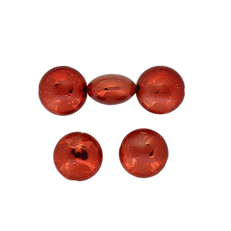 METAL PLATED PLASTIC / CCB PENDANTS - SPRAYED - FLAT ROUND - 17x11mm RED - 50g Hole-2.5mm (27pcs.)