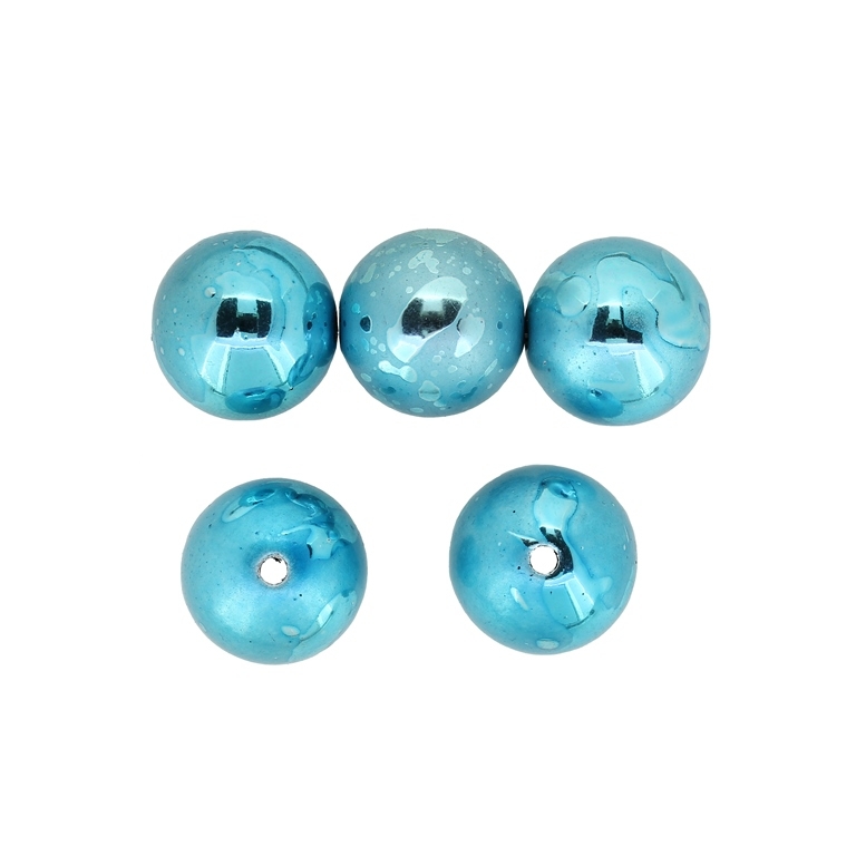 METAL PLATED PLASTIC / CCB PENDANTS - SPRAYED - BALL - 18mm TURQUOISE (LIGHT) - PACKAGE 500g Hole-2.8mm (150pcs.)